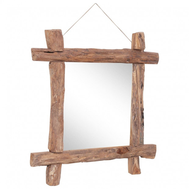 Log Mirror Natural 70x70 Cm Solid Reclaimed Wood Image 2
