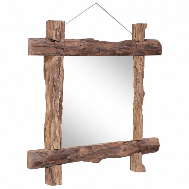 Log Mirror Natural 70x70 Cm Solid Reclaimed Wood Image 5