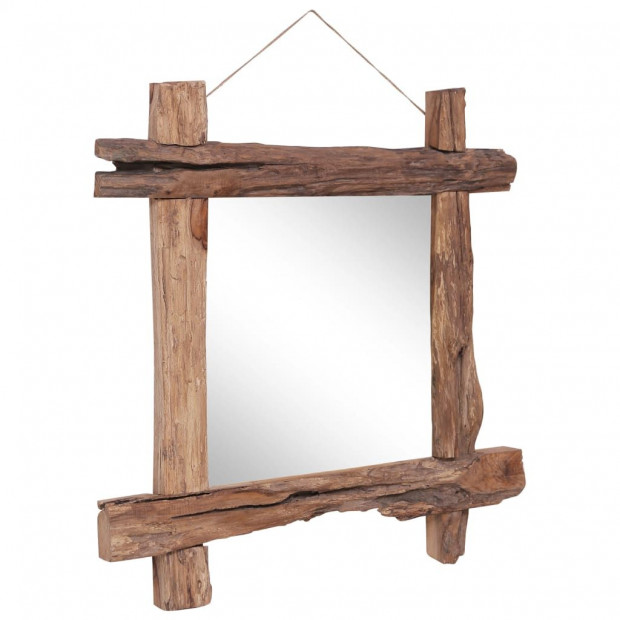 Log Mirror Natural 70x70 Cm Solid Reclaimed Wood Image 6