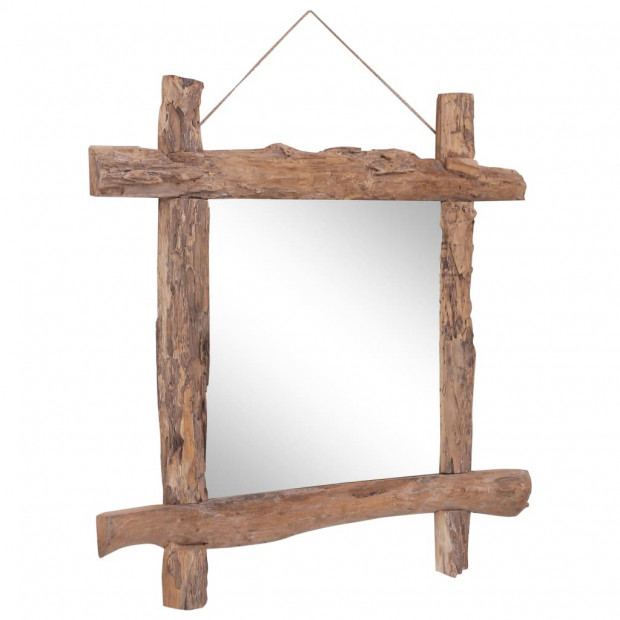 Log Mirror Natural 70x70 Cm Solid Reclaimed Wood Image 7