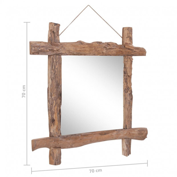 Log Mirror Natural 70x70 Cm Solid Reclaimed Wood Image 8