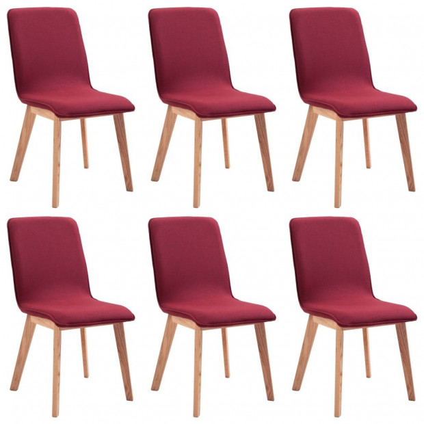 Dining Chairs 6 Pcs Red Fabric Image 2