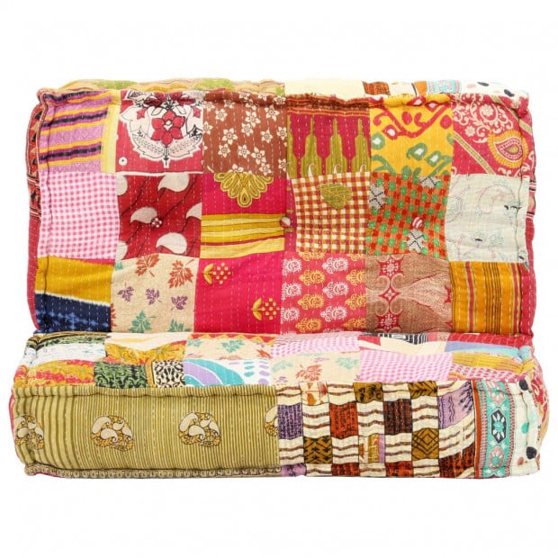 Pouffe 100x100x20 Cm Patchwork Fabric Image 2