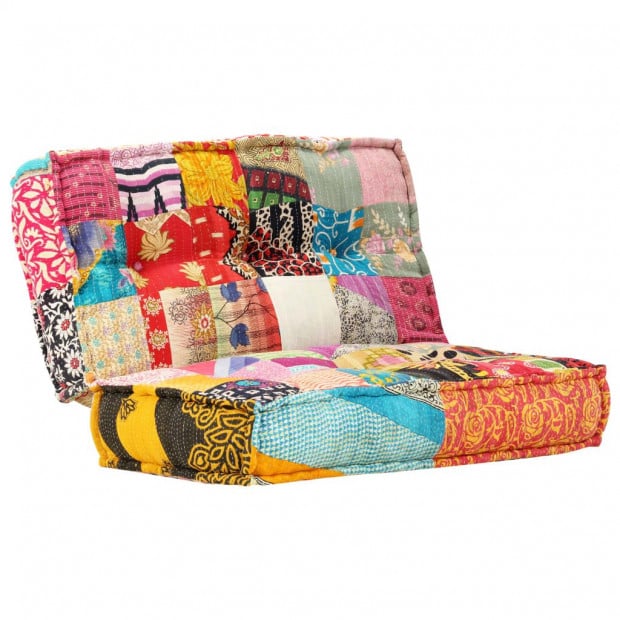 Pouffe 100x100x20 Cm Patchwork Fabric Image 11