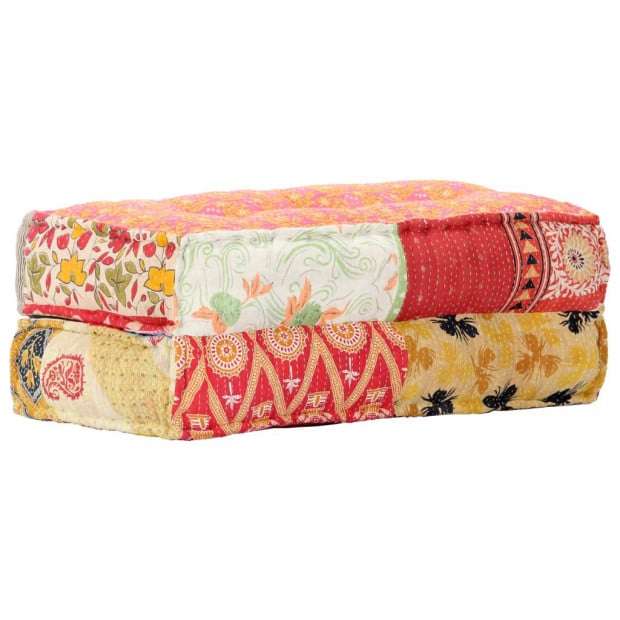Pouffe 100x100x20 Cm Patchwork Fabric Image 4