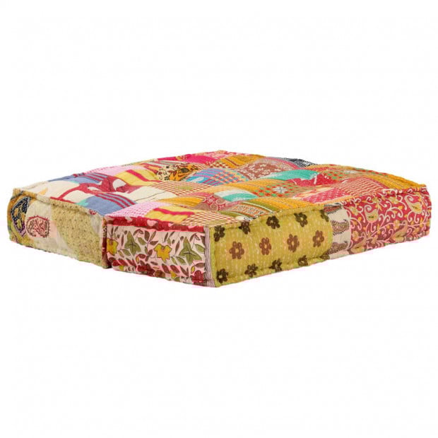 Pouffe 100x100x20 Cm Patchwork Fabric Image 5