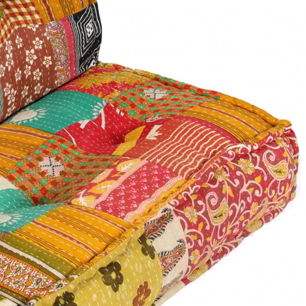 Pouffe 100x100x20 Cm Patchwork Fabric Image 6