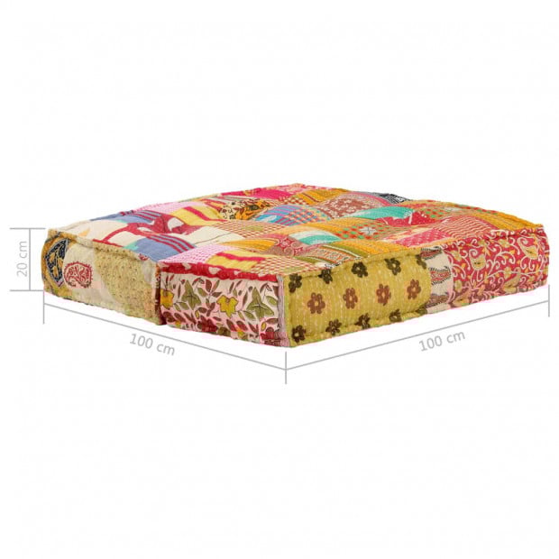 Pouffe 100x100x20 Cm Patchwork Fabric Image 8