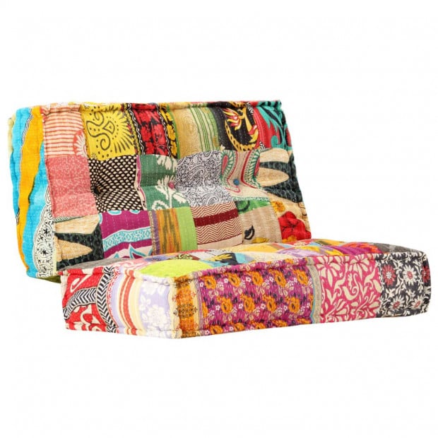 Pouffe 100x100x20 Cm Patchwork Fabric Image 9