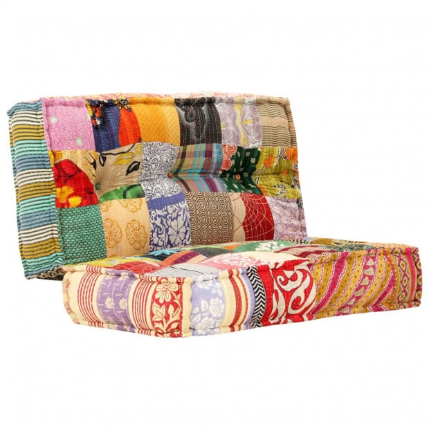 Pouffe 100x100x20 Cm Patchwork Fabric Image 10