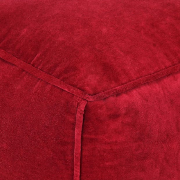 Pouffe Cotton Velvet 40x40x40 Cm Ruby Red Image 2