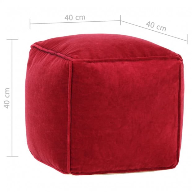 Pouffe Cotton Velvet 40x40x40 Cm Ruby Red Image 4