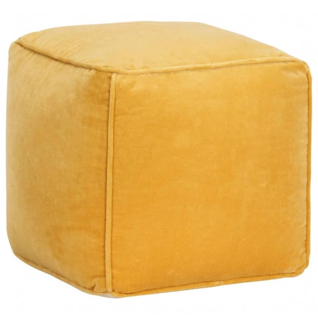 Pouffe Cotton Velvet 40x40x40 Cm Yellow