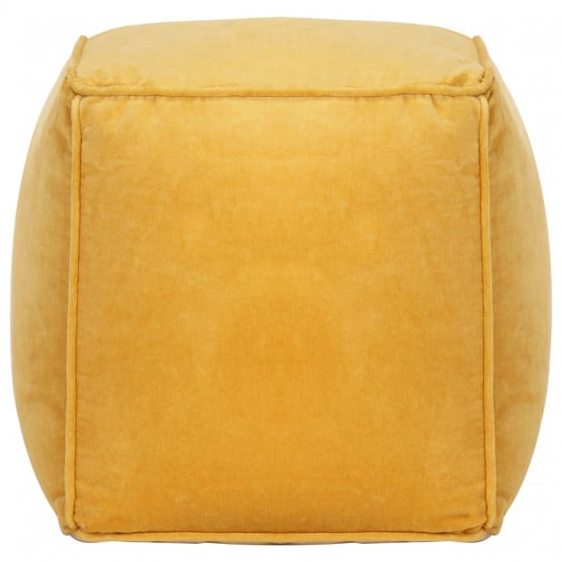 Pouffe Cotton Velvet 40x40x40 Cm Yellow Image 3