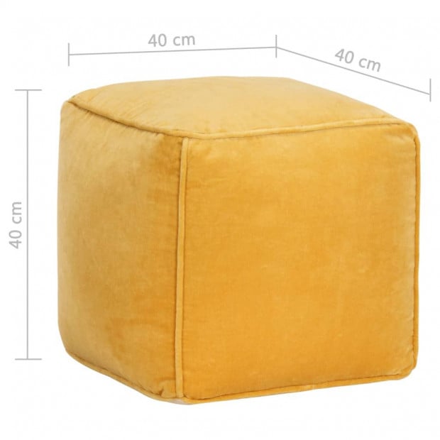Pouffe Cotton Velvet 40x40x40 Cm Yellow Image 4
