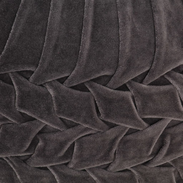 Pouffe Cotton Velvet Smock Design 40x30 Cm Anthracite Image 2