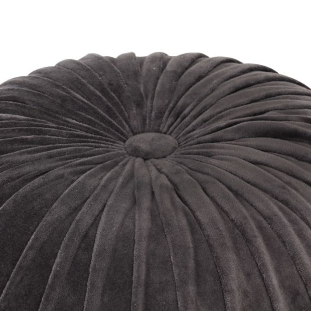 Pouffe Cotton Velvet Smock Design 40x30 Cm Anthracite Image 3