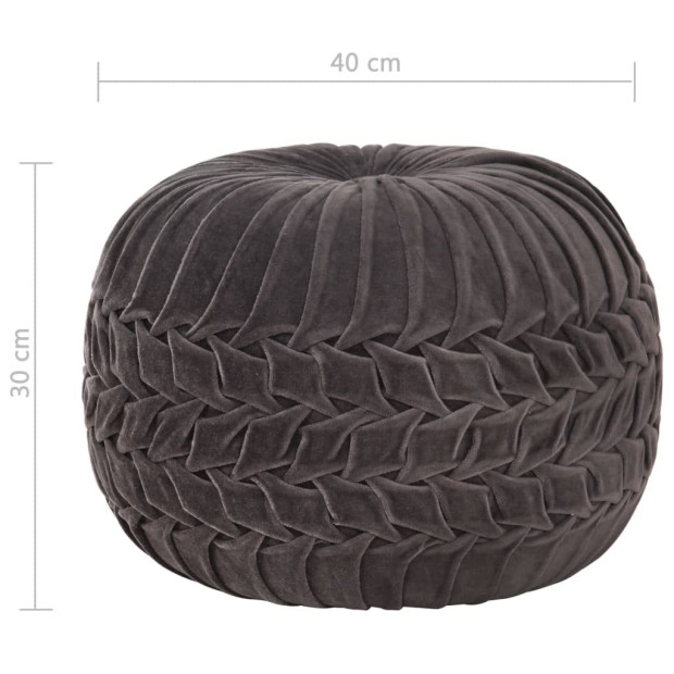 Pouffe Cotton Velvet Smock Design 40x30 Cm Anthracite Image 4