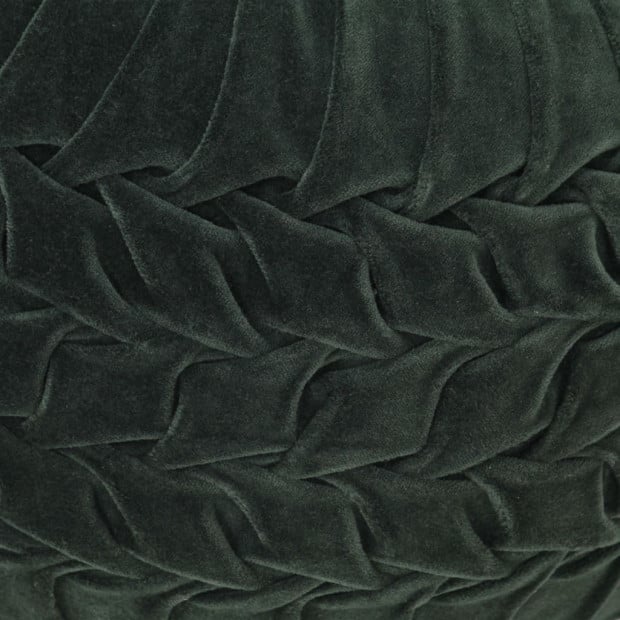 Pouffe Cotton Velvet Smock Design 40x30 Cm Green Image 2