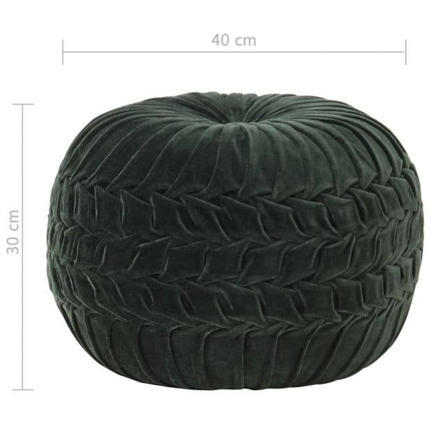 Pouffe Cotton Velvet Smock Design 40x30 Cm Green Image 4