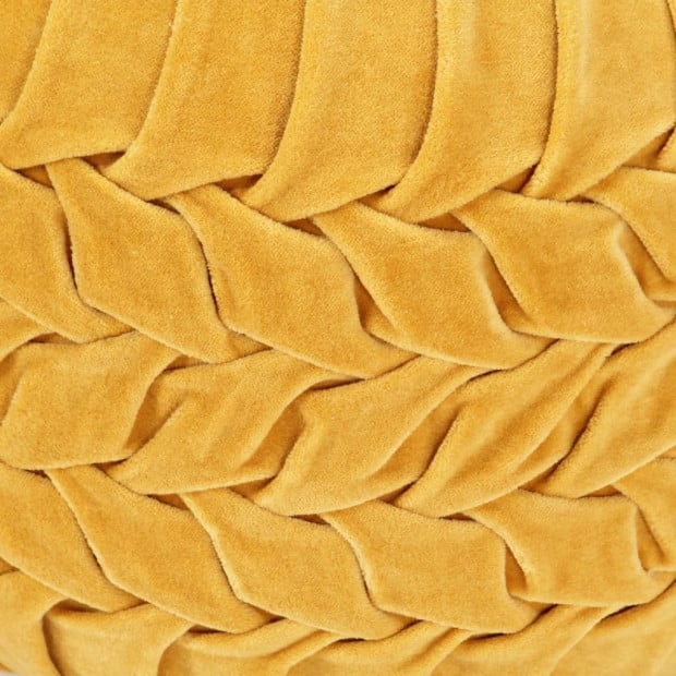 Pouffe Cotton Velvet Smock Design 40x30 Cm Yellow Image 2