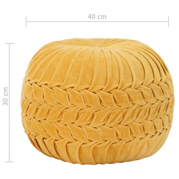 Pouffe Cotton Velvet Smock Design 40x30 Cm Yellow Image 4