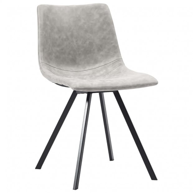 Dining Chairs 4 Pcs Light Grey Faux Leather Image 2