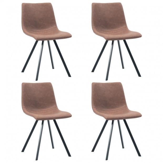 Dining Chairs 4 Pcs Medium Brown Faux Leather