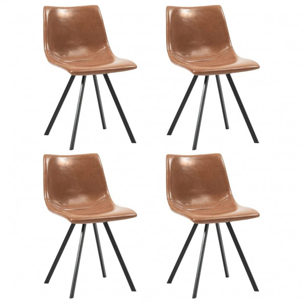 Dining Chairs 4 Pcs Cognac Faux Leather