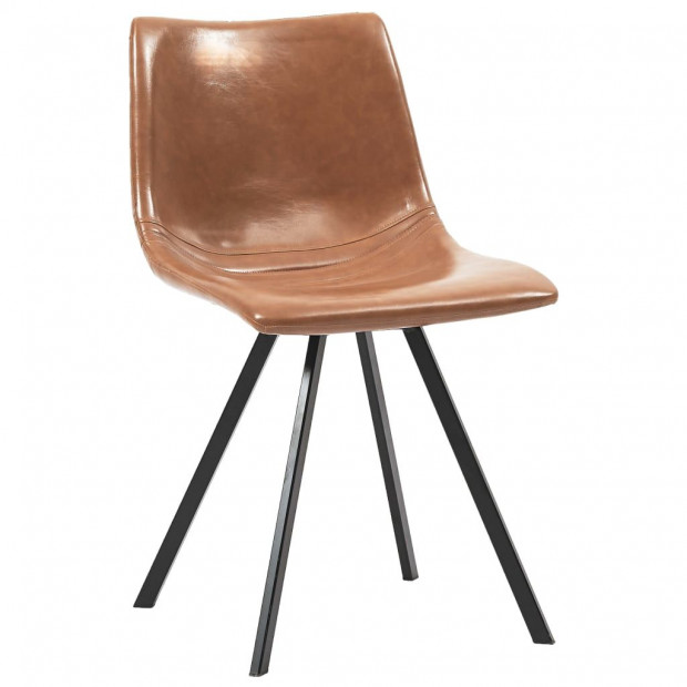 Dining Chairs 4 Pcs Cognac Faux Leather Image 2