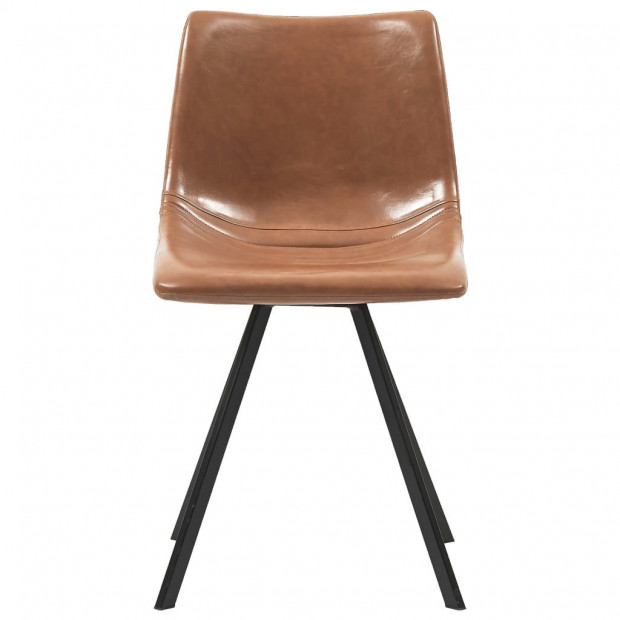 Dining Chairs 4 Pcs Cognac Faux Leather Image 3