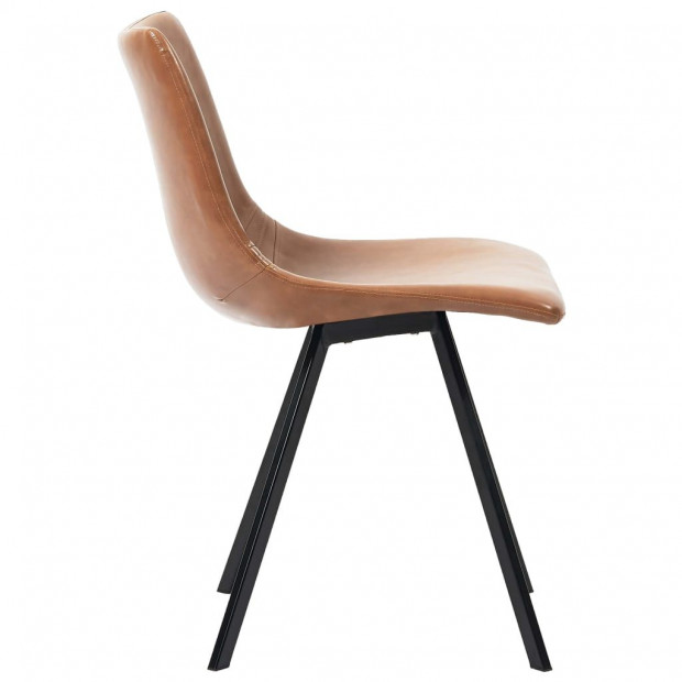 Dining Chairs 4 Pcs Cognac Faux Leather Image 4