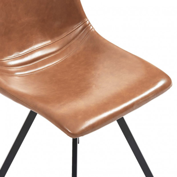 Dining Chairs 4 Pcs Cognac Faux Leather Image 6