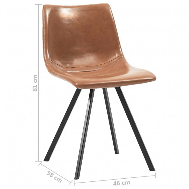 Dining Chairs 4 Pcs Cognac Faux Leather Image 8