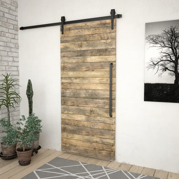 Sliding Door Hardware Kit 200 Cm Steel Black Image 3