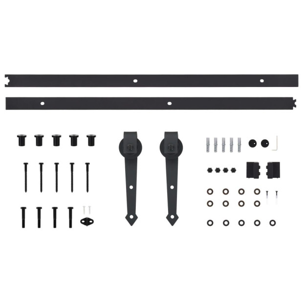 Sliding Door Hardware Kit 200 Cm Steel Black Image 5
