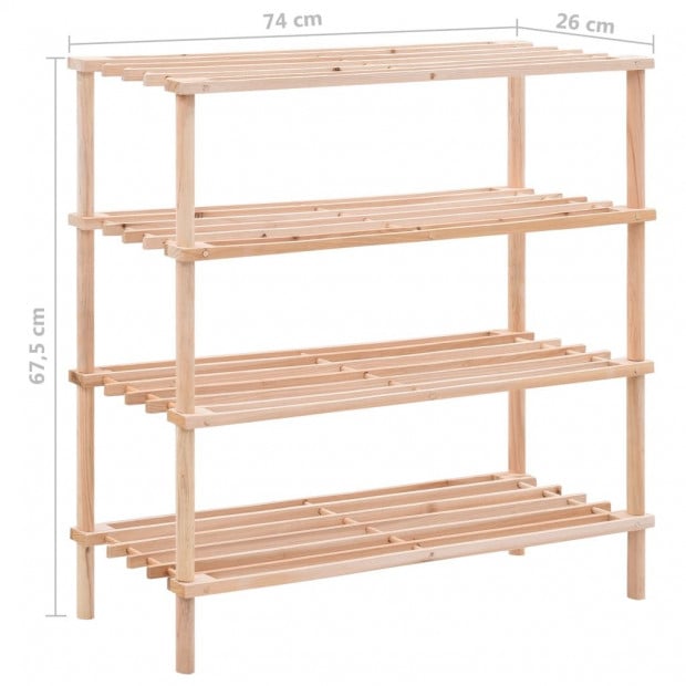 4-tier Shoe Rack Solid Fir Wood Image 6