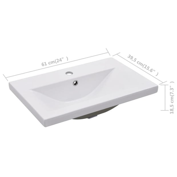 Built-in Basin 61x39.5x18.5 Cm Ceramic White Image 7