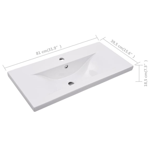 Built-in Basin 81x39.5x18.5 Cm Ceramic White Image 7