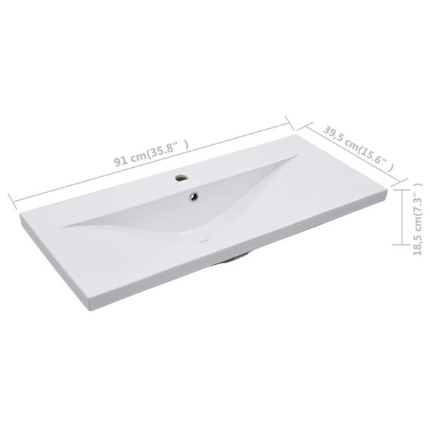 Built-in Basin 91x39.5x18.5 Cm Ceramic White Image 7