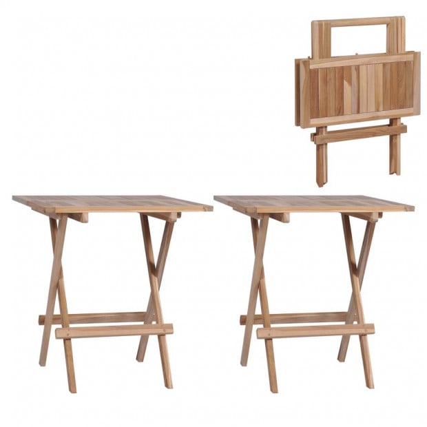 Folding Bistro Tables 2 Pcs 60x60x65 Cm Solid Teak
