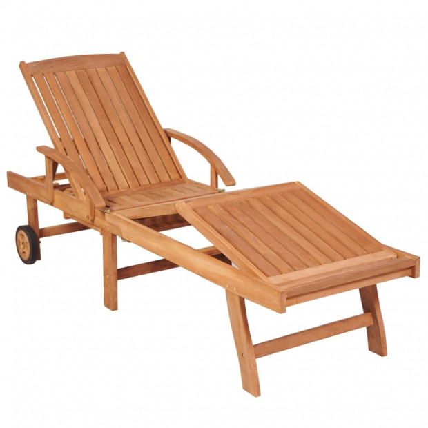 Sun Loungers 2 Pcs Solid Teak Wood Image 2