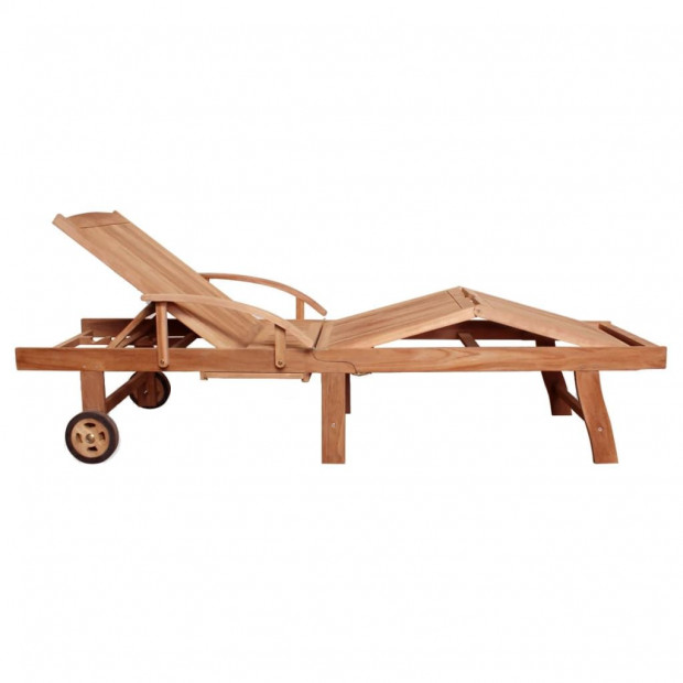 Sun Loungers 2 Pcs Solid Teak Wood Image 3