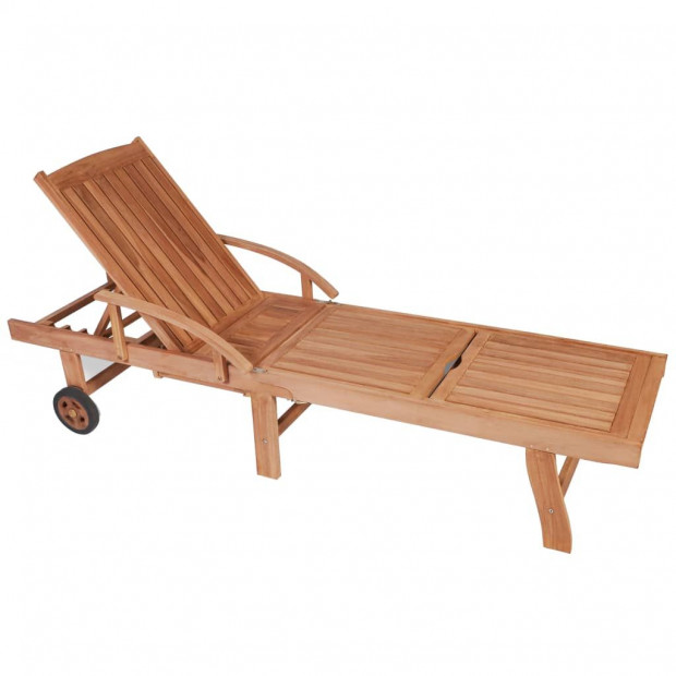 Sun Loungers 2 Pcs Solid Teak Wood Image 4
