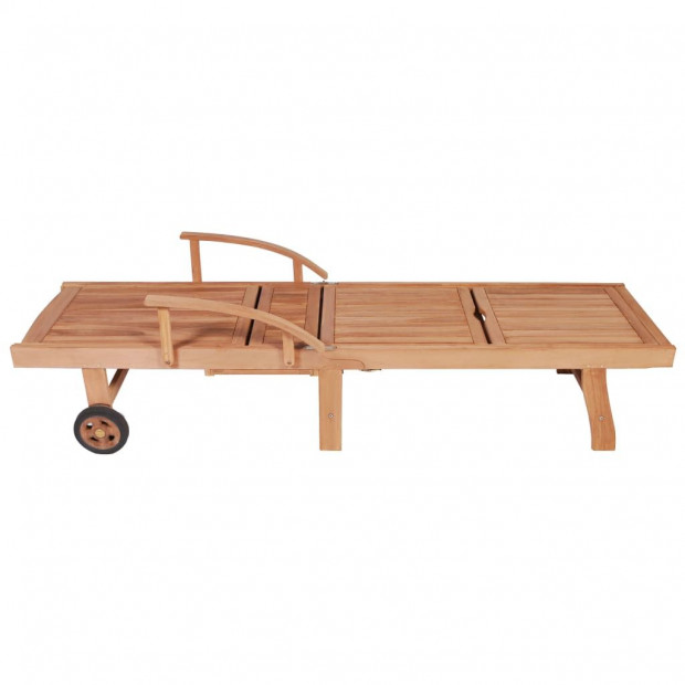 Sun Loungers 2 Pcs Solid Teak Wood Image 5