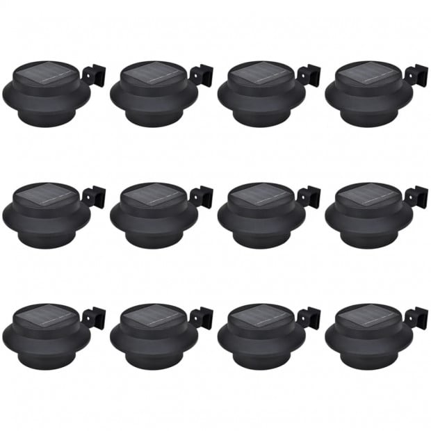 Outdoor Solar Fence Lamps 12 Pcs Led Black