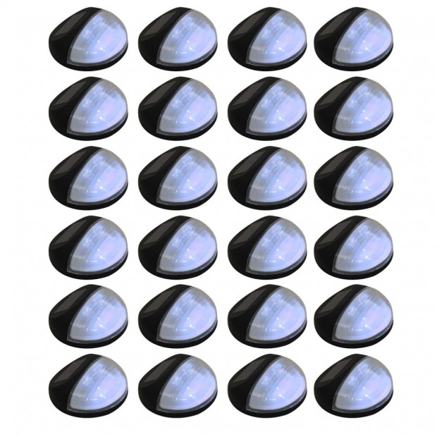 Outdoor Solar Wall Lamps Led 24 Pcs Round Black