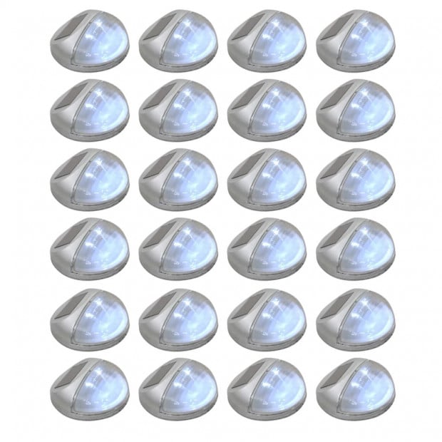 Outdoor Solar Wall Lamps Led 24 Pcs Round Silver
