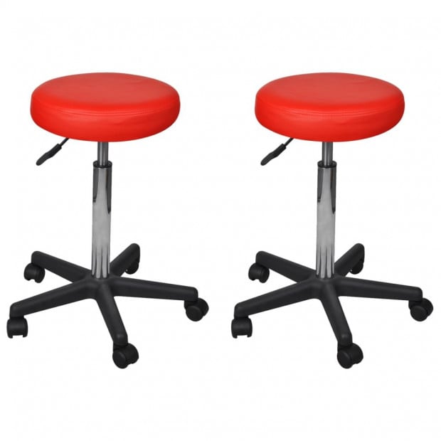 Office Stools 2 Pcs Red 35.5x98 Cm Faux Leather