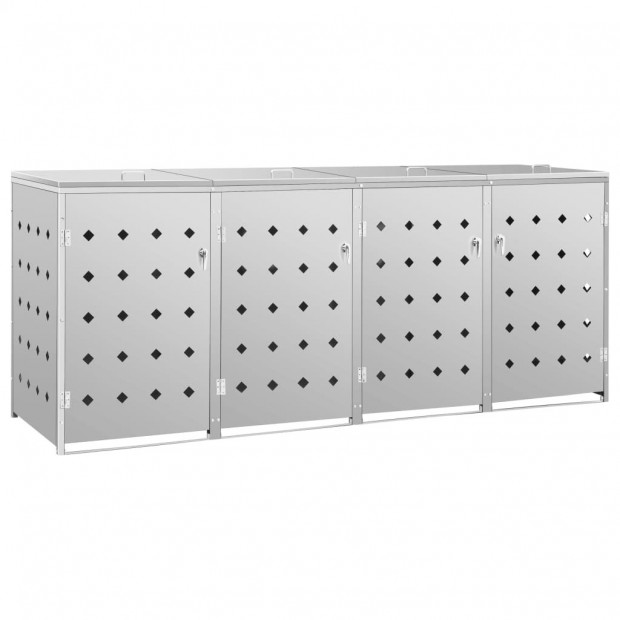 Quadruple Wheelie Bin Shed 240 L Stainless Steel Image 2
